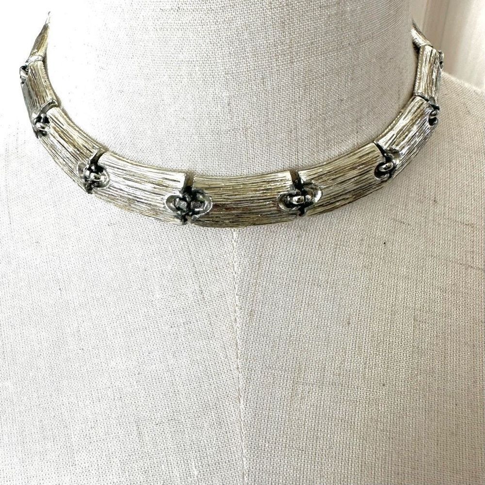 BSK Japan silver tone vintage choker necklace